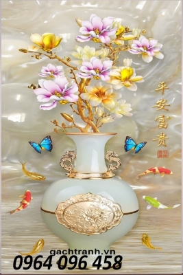 tranh gạch 3d mẫu bình hoa - DB44