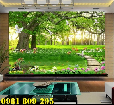 Gạch tranh 3d ốp tường phong cảnh