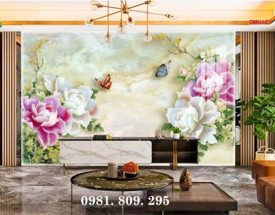 Mẫu gạch ốp tường 3d hoa mẫu đơn