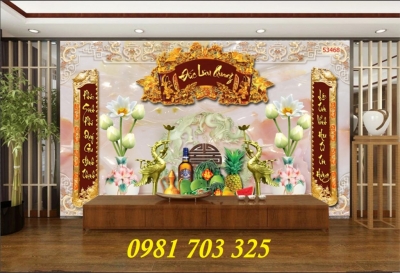 tranh 3D phòng thờ, gạch tranh 3D