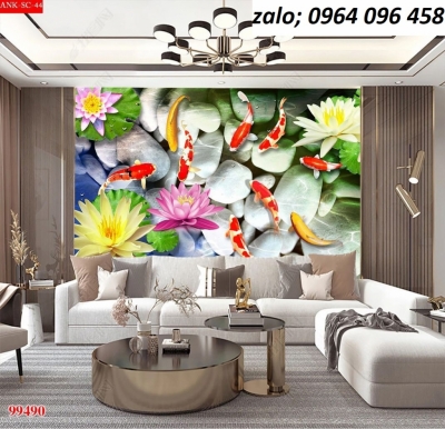 Tranh cá chép 3d - tranh gạch 3d cá chép - 098VN