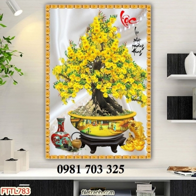 Tranh gạch hoa mai vàng ốp tường