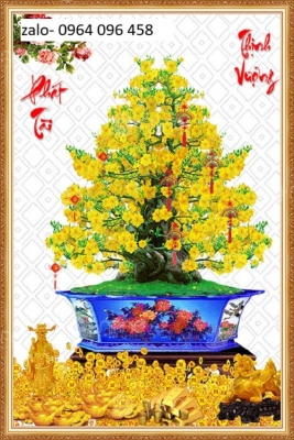 Tranh gạch ốp tường hoa mai vàng 3d - HDCX33