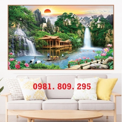 Tranh gạch phong cảnh 3d ngôi nhà HN3838