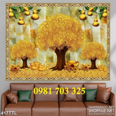Tranh gạch kim tiền tài lộc 3D