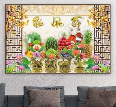 Tranh gạch 3D phòng thờ- gạch tranh ốp tường