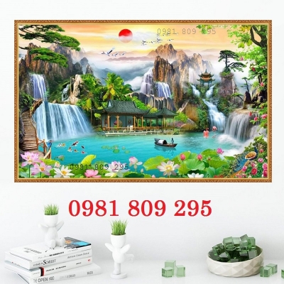 Tranh gạch ốp tường 3d phong cảnh mặt trời