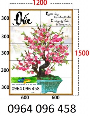 Tranh cây hoa đào - tranh gạch 3d hoa đào - SXVV43
