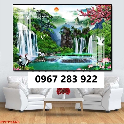 Tranh gạch thác nước 3d phong thủy