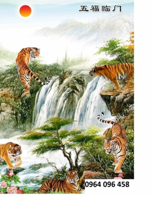 Tranh gạch phong thủy con hổ 3d - 6433XM