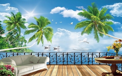 Tranh gạch 3d phong cảnh bển - LMN97