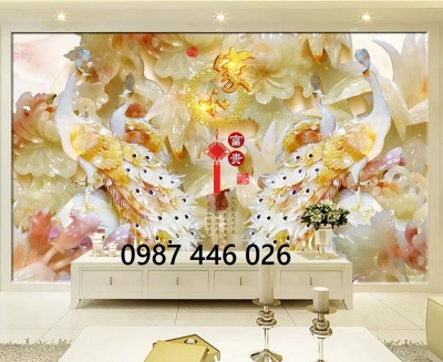 Tranh gạch men chim công HP82