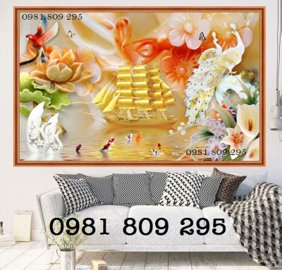 Tranh chim công 3d - tranh gạch 3d chim công