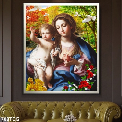 Gạch tranh 3D hình công giáo trang trí