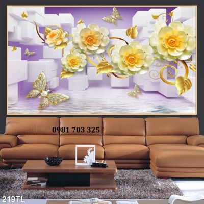 Tranh gạch 3d hoa trang trí đẹp
