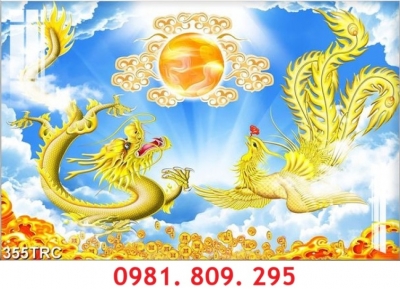 Gạch tranh phòng thờ rồng phượng
