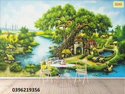 Tranh gạch đồng quê 3D trang trí đẹp
