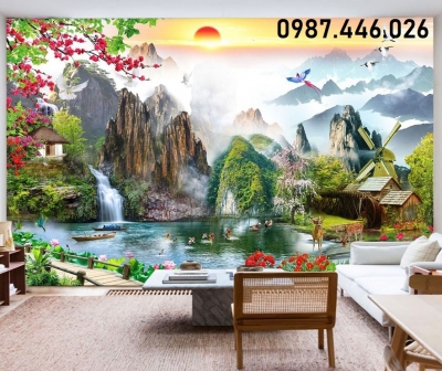 Gạch ốp tường tranh gạch thác nước HP08283