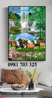 Tranh gạch phong thủy bát mã khổ đứng