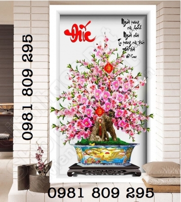 gạch 3d hoa đào , hoa mai
