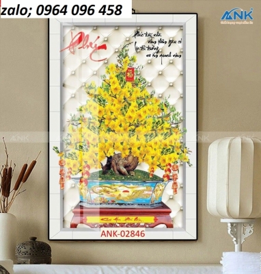 Tranh hoa mai 3d -tranh gạch 3d hoa mai - 55XN