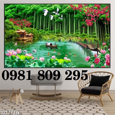 Tranh gạch men ốp tường - tranh cây tre