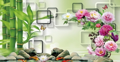 Tranh gạch 3d ốp tường hoa mẫu đơn - 2SXC63