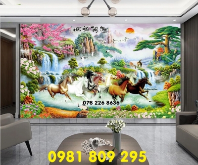 tranh gạch 3d - mã đáo phong thủy ốp tường