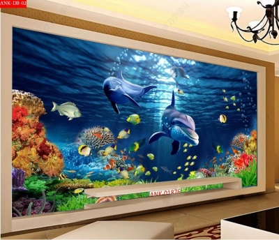 Tranh gạch 3d cá heo đại dương - HNBV55