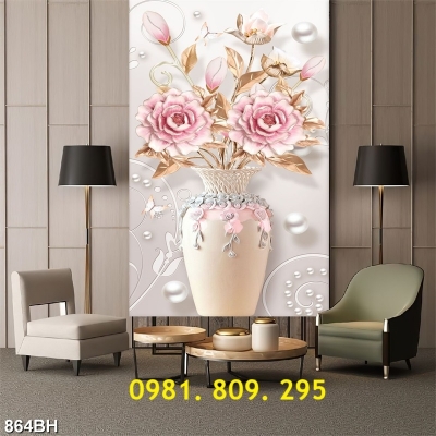 Mẫu tranh bình hoa , gạch 3d trang trí HN999