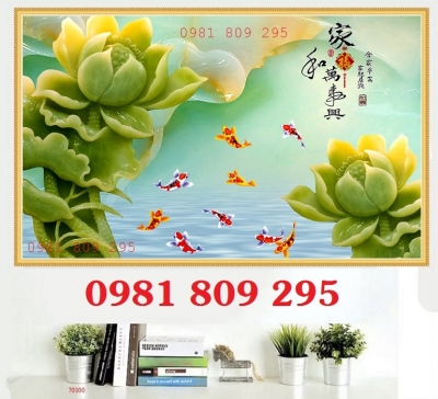 Gạch tranh 3d hoa sen - tranh gạch sứ ngọc