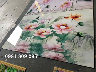 Tranh 3d hoa sen , gạch tranh trang trí