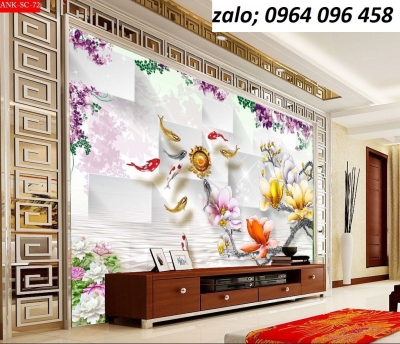 Tranh cá chép 3d - tranh gạch 3d cá chép - BMN544