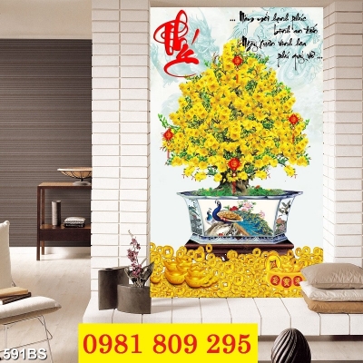 Tranh 3d hoa mai , tranh gạch hoa trang trí