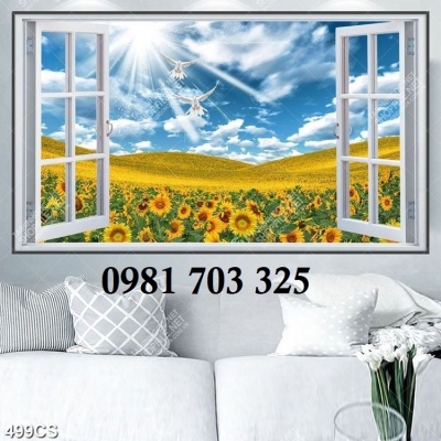 Tranh gạch cửa sổ trang trí