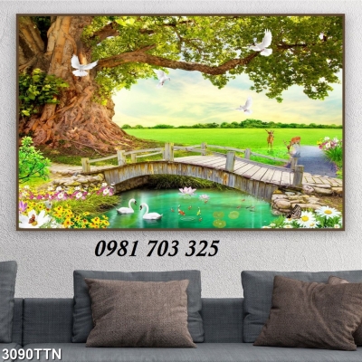 tranh 3D phòng khách, gạch tranh trang trí