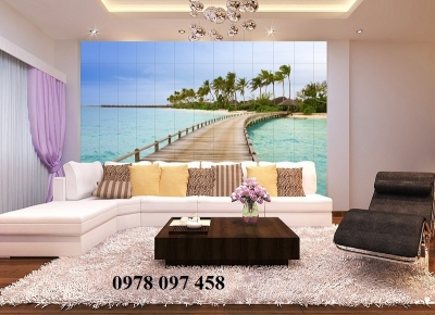 Gạch tranh phòng khách