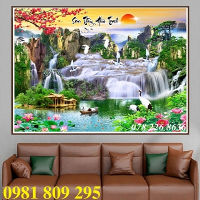 Gạch ốp tường, tranh gạch men thác nước HP1235