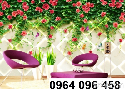 tranh gạch ốp tường 3d hoa hồng - 643SN