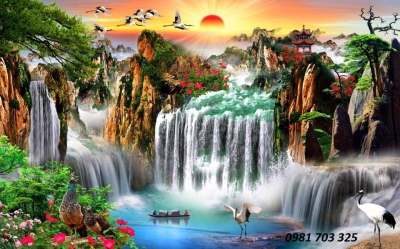 Tranh sươn thủy hữu tình-gạch tranh ốp tường