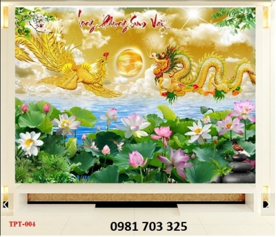 Tranh gạch 3D Long phụng sum vầy