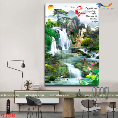 Tranh gạch khổ đứng phong cảnh trang trí