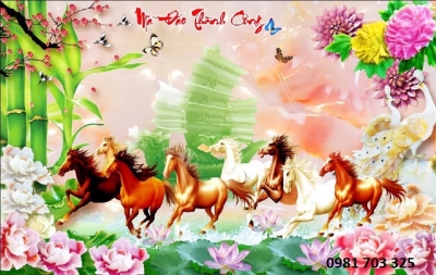 Tranh bát mã- gạch tranh phong thủy