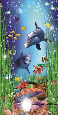Tranh gạch 3d cá heo đại dương - 043XC