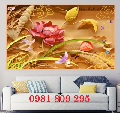 Mẫu gạch trang trí 3d hoa sen