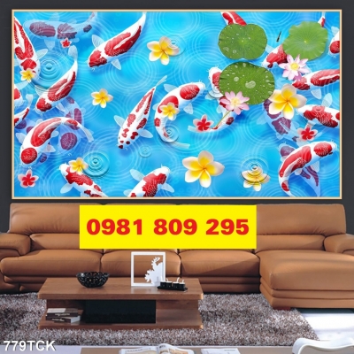 Tranh gạch men ốp tường cá chép GF76