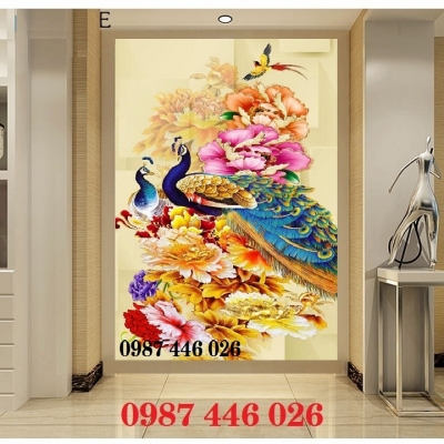 Gạch ốp tường tranh chim công HP98283