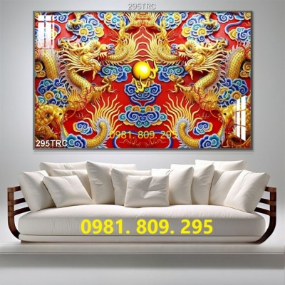 Tranh ốp tường rồng phượng , gạch tranh 3d
