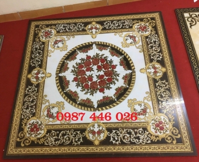 Gạch thảm vuông, gạch nền nhà đẹp khắc vàng HP9823