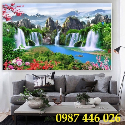 Tranh gạch men phong cảnh thác nước HP722